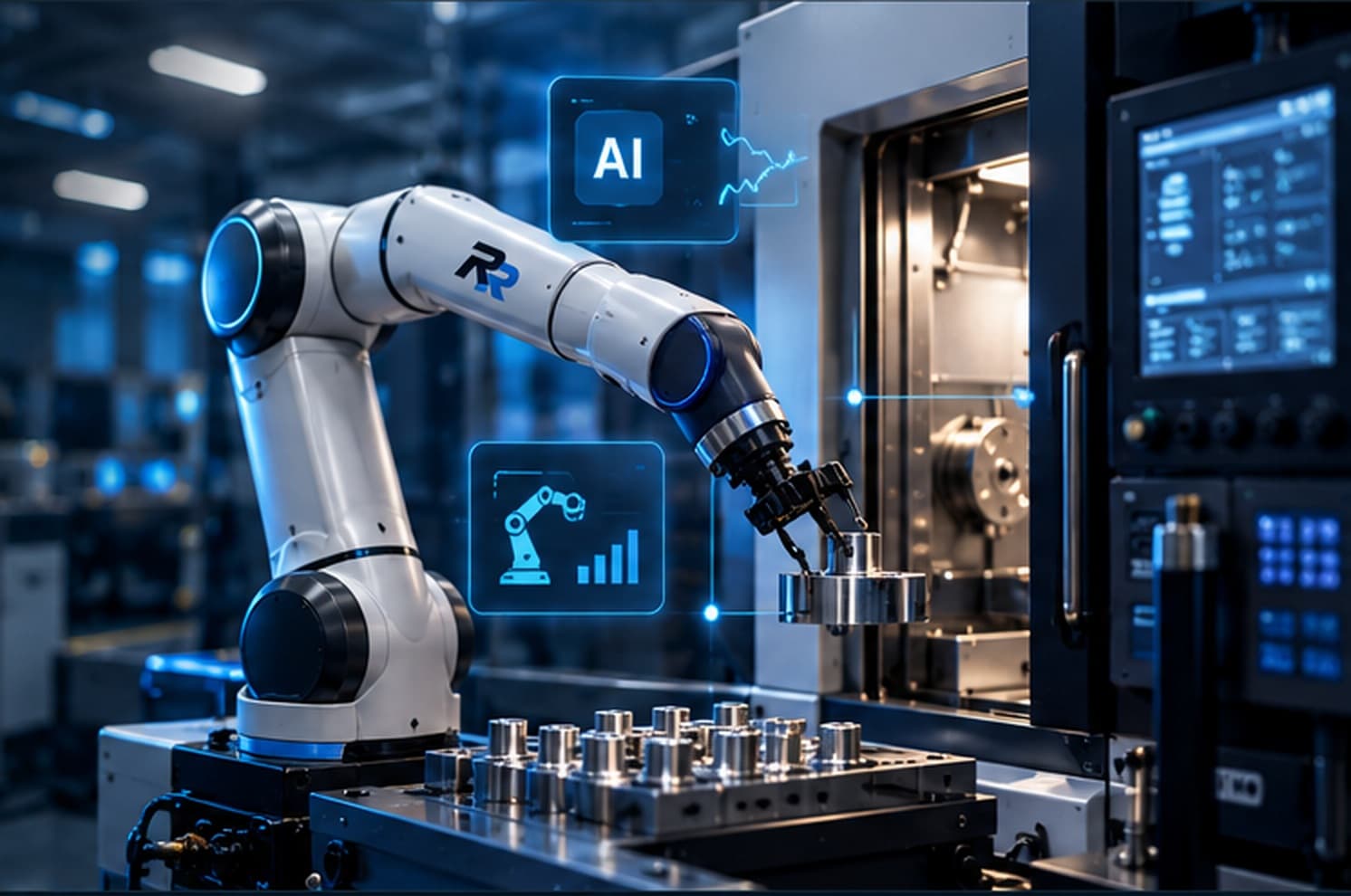 Collaborative robot tending a machine tool